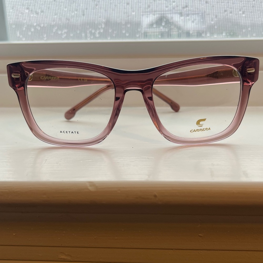 Carrera Translucent Rose-Pink Square Acetate Glas… - image 1